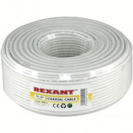 Кабель коаксиальный 75Ом REXANT 3С-2V, CCS/Al/Al, 48%, бухта 100 м, белый