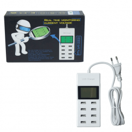 Сетевой USB Хаб HUB-801 8USB Ports + LCD Fast Charger