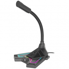 Микрофон игровой стрим Defender Pitch GMC 200 Jack 3,5 мм + USB, LED, провод 1.5 м