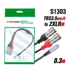 Кабель Аудио Premium T-18 TRS3.5mm/F TO 2 XLR/M OD4.5 300mm