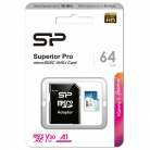 Карта памяти 64Гб Silicon Power SP064GBSTXDU3V20AB Class10 Superior Pro Colorful + adapter