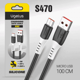 Кабель USB Ugetus X82 Micro 5A силиконовый 1000mm (Black)