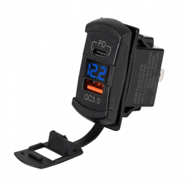 Разъем Usb в авто (врезной) GH-DS143 Квадратный 12V-24V PD QC3.0 + вольтметр