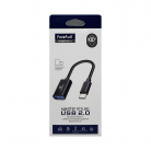 OTG кабель USB на Type-C FaizFull FP13, тканевая оплетка, черный